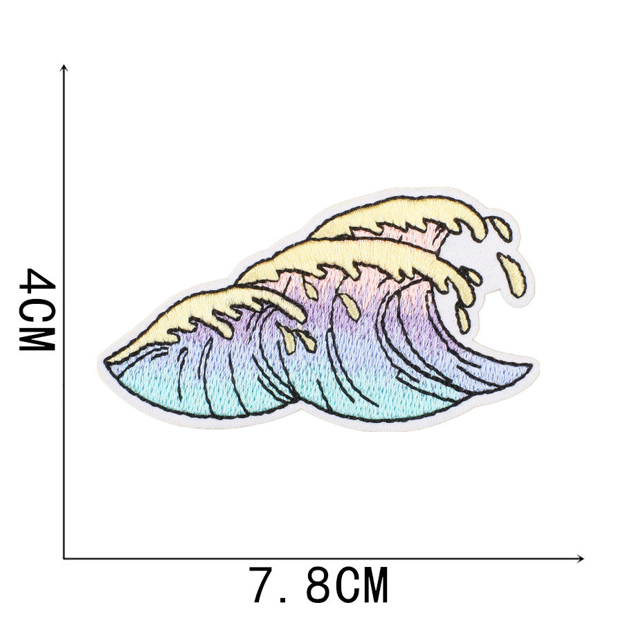 Wholesale New Summer Waves Embroidery Cloth Sticker